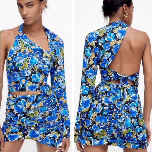 Zara Tops - Zara Blue Asymmetrical Sleeveless Tank Top